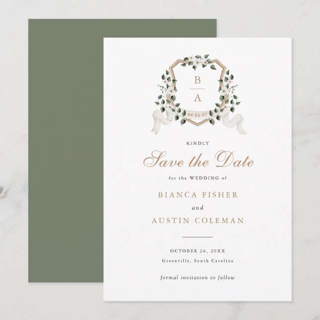 Invitation Faire part de date de mariage à thème floral blanc (Devant / Derrière)
