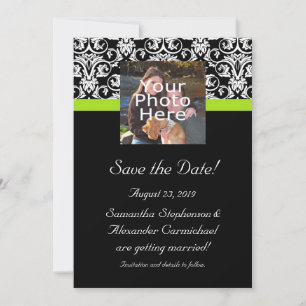 Invitation Faire part de date de mariage en noir et chartreus