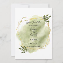 Faire part de date moderne avec feuille verte