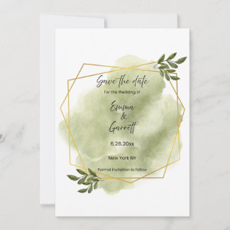 Invitation Faire part de date moderne avec feuille verte