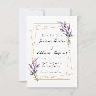 Invitation Faire part de dates lilac et or