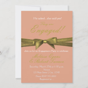 Invitation Faire part de fête de fiançailles chic en ruban co