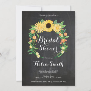 Invitation Faire part de la douche de mariée aux tournesols s