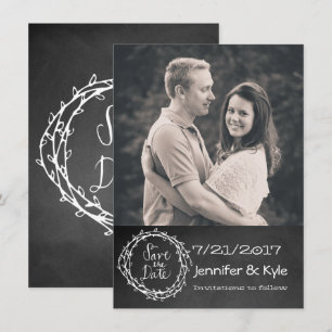 Invitation Faire part de mariage à l'aspect tableau noir pour