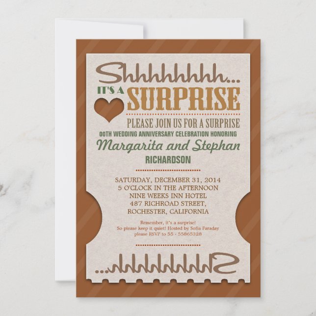 Invitation faire part de mariage anniversaire surprise beaux (Devant)