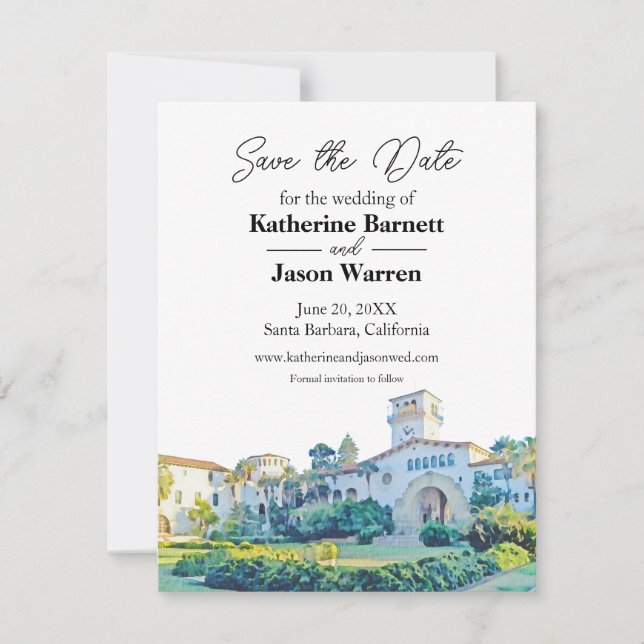 Invitation Faire part de mariage aquarelle de l'hôtel de vill (Devant)