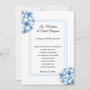 Invitation faire-part de mariage-Blue Hydrangeas