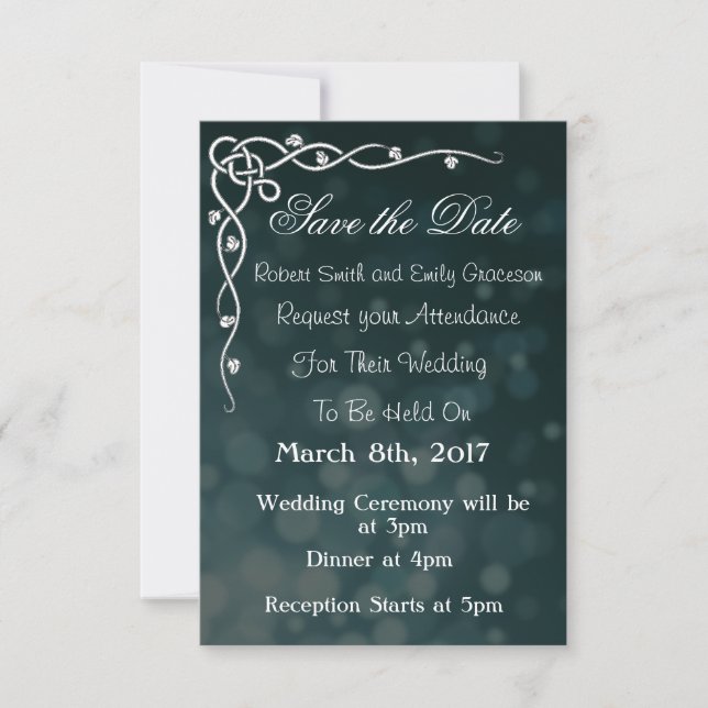 Invitation Faire part de mariage classique noir "Sauver la da (Devant)