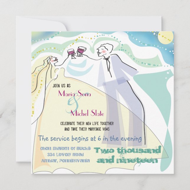 Invitation Faire-part de mariage de grillage de ma (Devant)