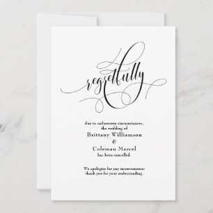 Invitation Faire part de mariage élégamment annulé avec regre