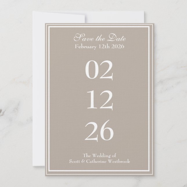 Invitation Faire part de mariage élégant avec date à retenir (Devant)