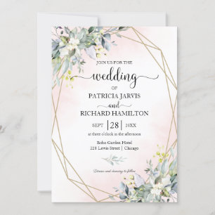 Invitation Faire part de mariage géométrique eucalyptus verdu