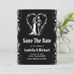 Invitation Faire part de mariage gothique Halloween noir et b