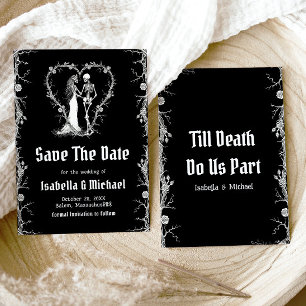 Invitation Faire part de mariage gothique Halloween noir et b