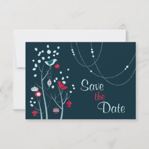 Invitation Faire part de mariage oiseaux d'hiver de Noël