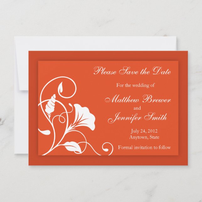 Invitation Faire part de mariage Orange Custom Save the Date (Devant)