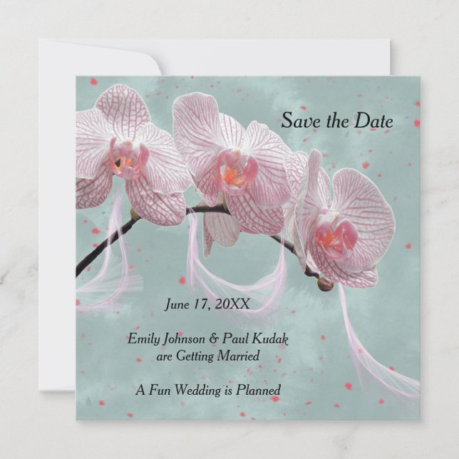 Invitation Faire part de mariage pour réserver la date Rose & (Devant)