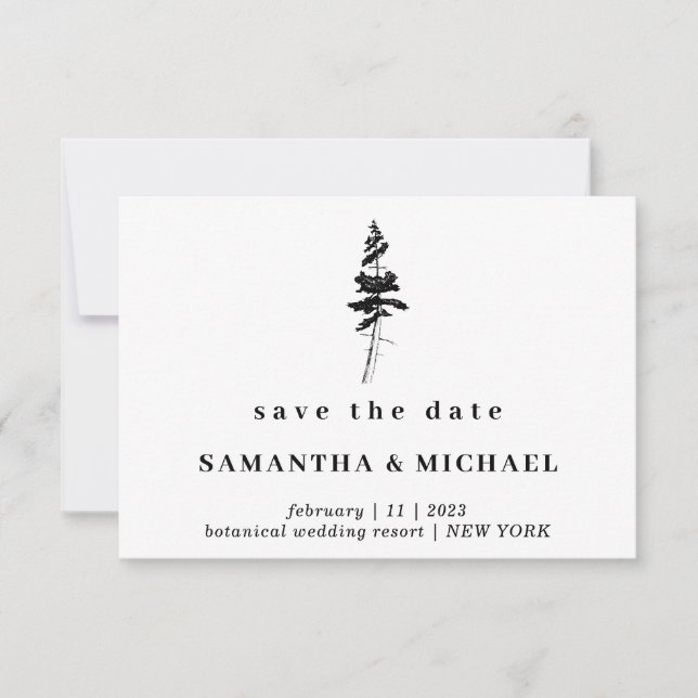 Invitation Faire part de mariage rustique arbre de pin de for (Devant)