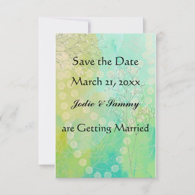 Invitation Faire part de mariage Save the Date sarcelle et ve (Devant)
