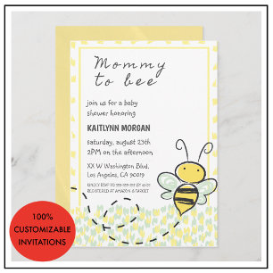 Invitation faire part de naissance bébé abeille jaune genre n