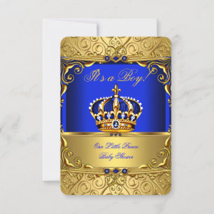 Invitation Faire part de naissance bébé garçon Couronne Royal