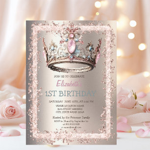 Invitation Faire part de premier anniversaire Princesse Couro