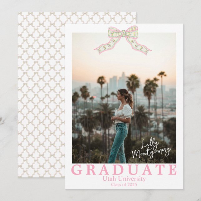 Invitation Faire part de remise de diplôme à nœud papillon ch (Devant / Derrière)