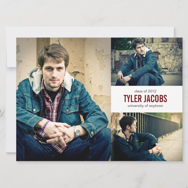 Invitation Faire part de remise de diplôme photo XL Grunge (Devant)