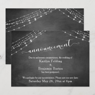 Invitation Faire part de report de mariage Chalkboard Lights