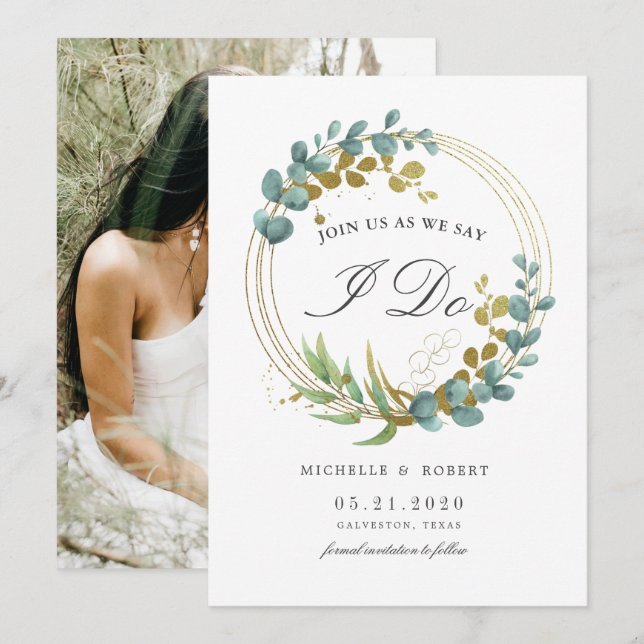 Invitation faire part de sauvegarde de la date de mariage ave (Devant / Derrière)
