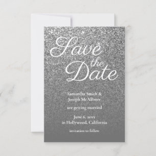 Invitation Faire part de sauvegarde photo Paillettes Gris Omb