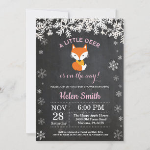 Invitation Faire part de tableau noir pour Baby Shower Fille 