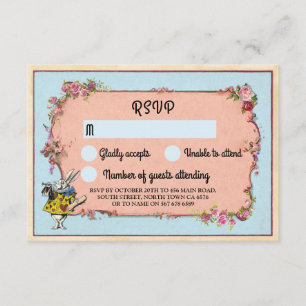 Invitation Faire part Mariage Merveilleux Lapin Fleurs RSVP