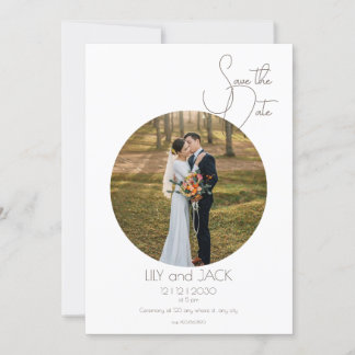 Invitation Faire part minimaliste de sauvegarde de date ronde