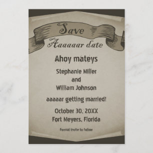 Invitation Faire part Pirate Scroll Save the Date, Marron