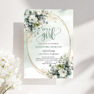 Invitation Faire part pour fille BOHÈME en or C'est une fille