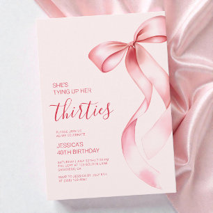 Invitation Faire ses trente ans avec un nœud rose pour ses 40