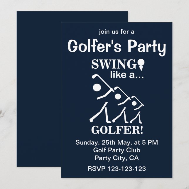 Invitation Faire Swinguer comme un Golfeur Soirée Golfique (Devant / Derrière)