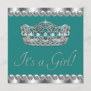 Invitation Faire Tiara Jade Bleu Turquoise Baby Shower