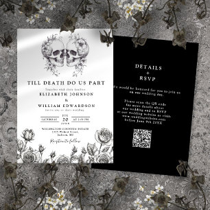 Invitation Faire tout jusqu'à la mort crâne gothique code QR 