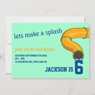 Invitation faire un anniversaire de toboggan bleu et vert écl