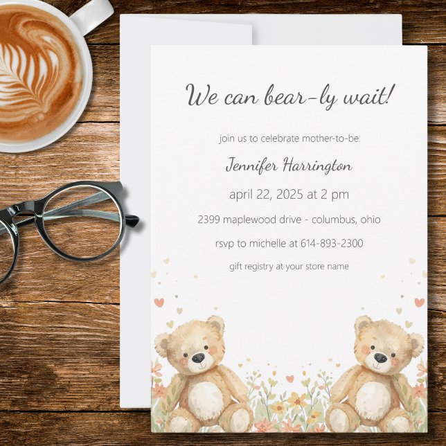 Invitation Faire une fête de bébé à l'arrivée de l'ourson Inv (Créateur téléchargé)