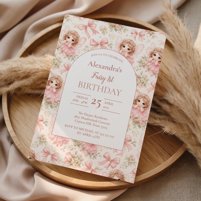 Invitation Fairy 1st Birthday Whimsical Garden (Créateur téléchargé)