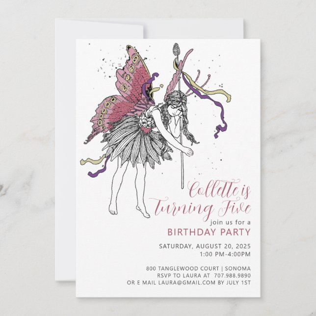 Invitation Fairy Birday Party (Devant)