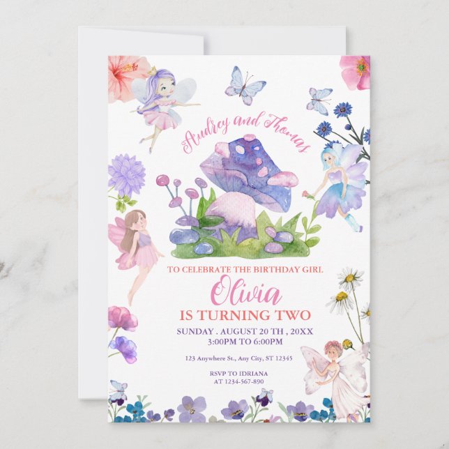 Invitation Fairy Birthday Whimsical  (Devant)