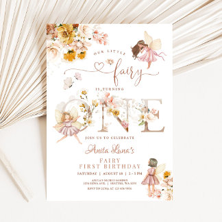 Invitation Fairy Butterfly Magique Fleur sauvage 1er annivers