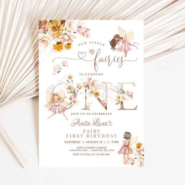 Invitation Fairy Butterfly Magique Fleur sauvage 1er annivers (Créateur téléchargé)