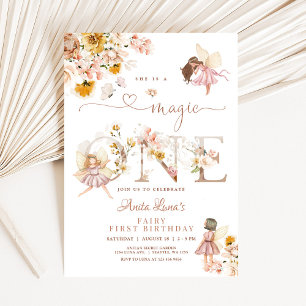 Invitation Fairy Butterfly Magique Fleur sauvage 1er annivers