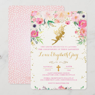 Invitation Fairy Christening Floral