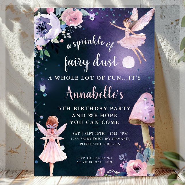 Invitation Fairy Dust Magique Enchanted fête d'anniversaire (Créateur téléchargé)